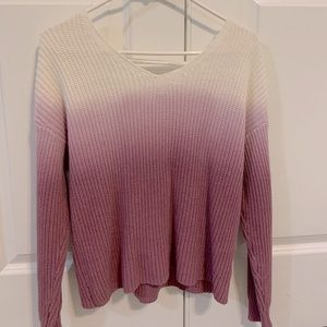 White and purple justice sweater